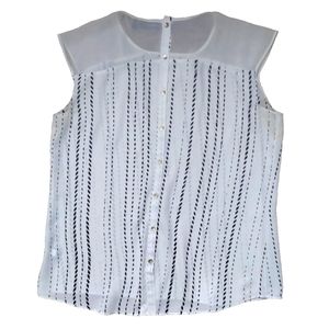 Apt 9 Women's White Sleeveless Button Up Blouse Size L
